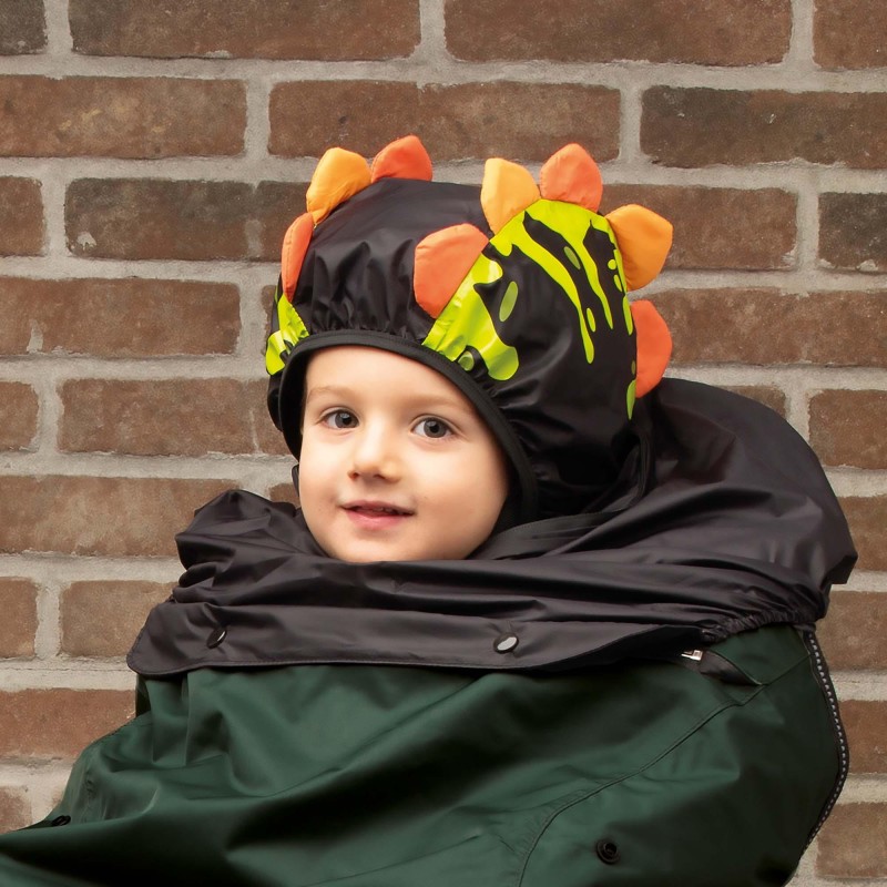 Cape Anti-Pluie Opossum® Story Hood Noir and Orange